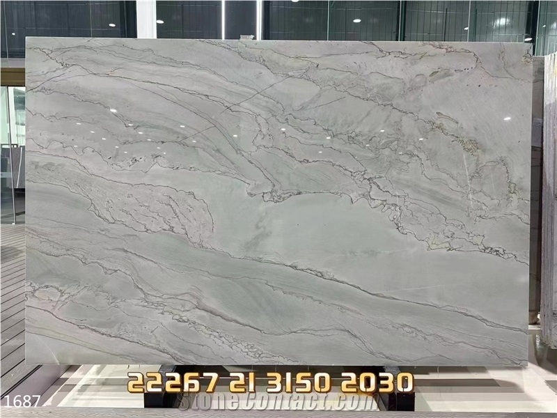 Infinity White Quartzite Slabs Sea Pearl Branco Macaubas