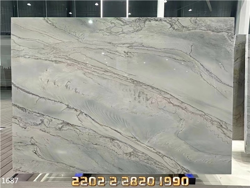 Infinity White Quartzite Slabs Sea Pearl Branco Macaubas