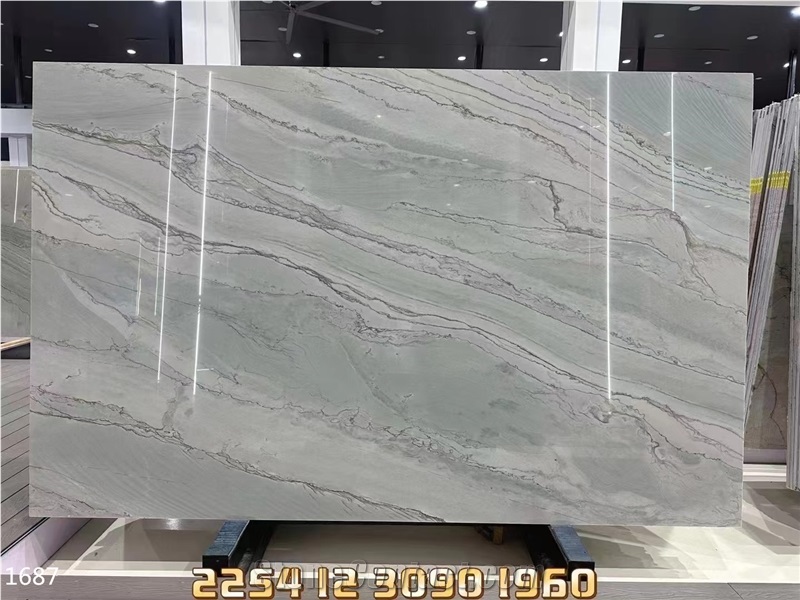 Infinity White Quartzite Slabs Sea Pearl Branco Macaubas