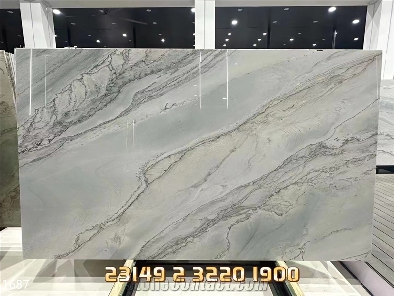 Infinity White Quartzite Slabs Sea Pearl Branco Macaubas