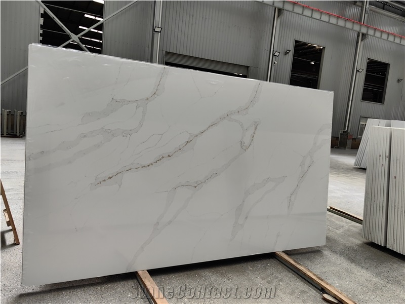 Calacatta Stone Premium Quality Gold Veins 5042 Quartz Slabs