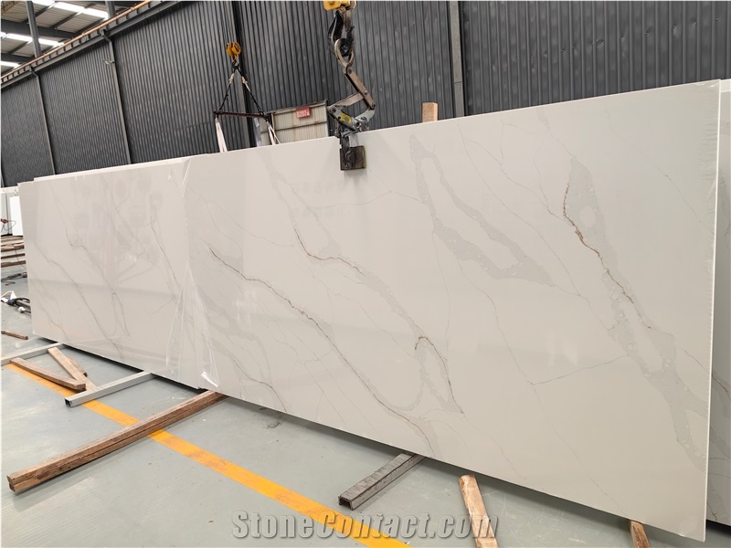 Calacatta Stone Premium Quality Gold Veins 5042 Quartz Slabs