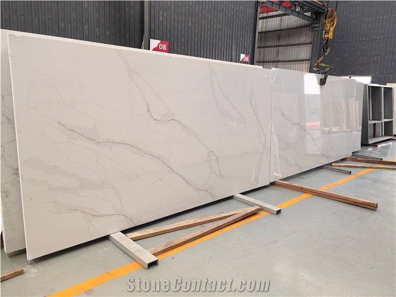 Calacatta Stone Premium Quality Gold Veins 5042 Quartz Slabs