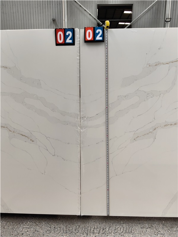 Calacatta Stone Premium Quality Gold Veins 5042 Quartz Slabs