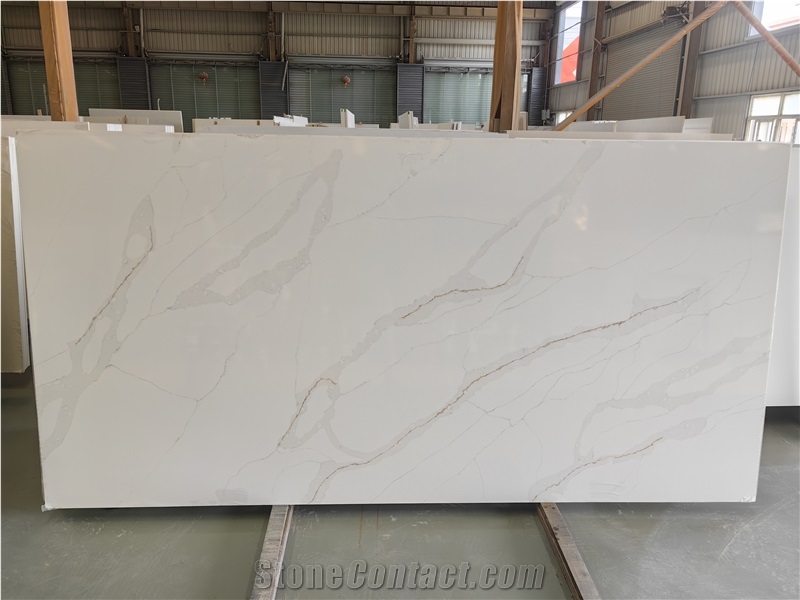 Calacatta Stone Premium Quality Gold Veins 5042 Quartz Slabs