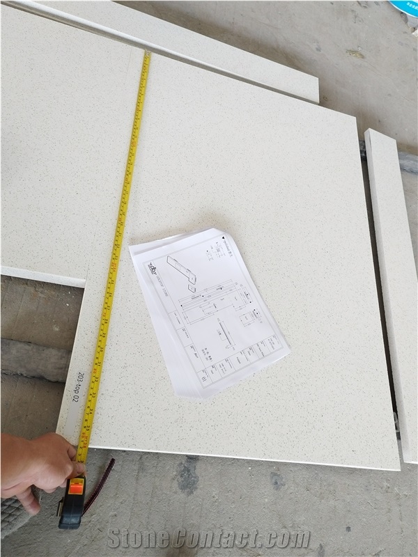 Custom Sink Cutout Snow White 2005 Quartz Kitchen Countertops