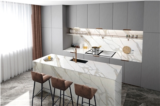 Sink Cutout Custom Calacatta 5072 Quartz Kitchen Countertops
