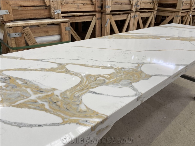 Sink Cutout Custom Calacatta 5072 Quartz Kitchen Countertops