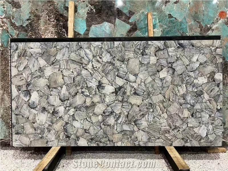 Blue Quartz Semiprecious Stone Slabs