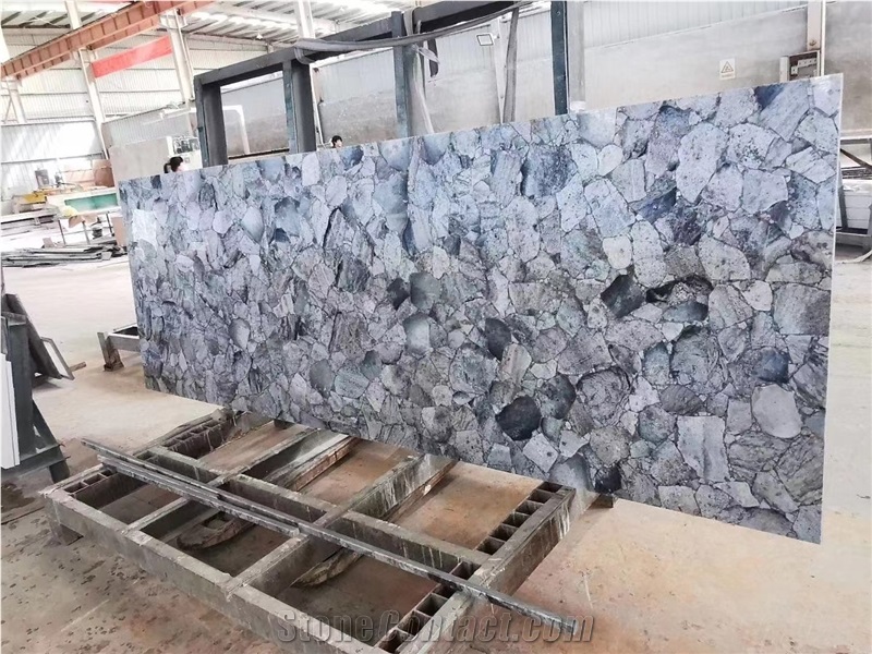 Blue Quartz Semiprecious Stone Slabs
