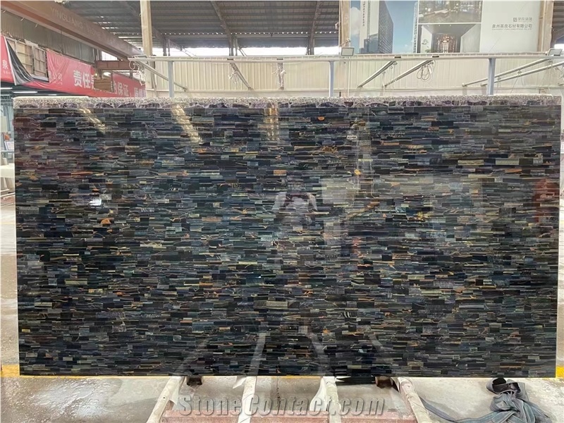 Blue Tiger Eye Semiprecious Stone Slabs