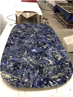 Bolivia Blue Sodalite Semiprecious Stone Solid Surface Table Tops