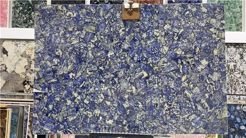 Bolivia Blue Sodalite Semiprecious Stone Solid Surface Table Tops