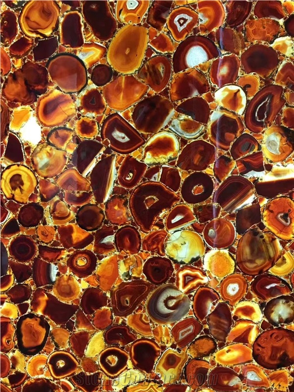 Red Agate Gemstone Wall Panels