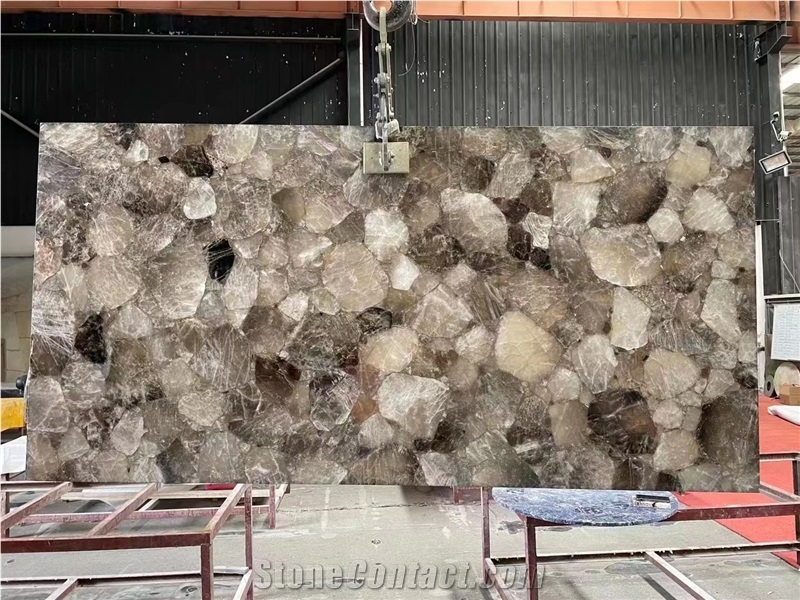 Smoke Quartz Grey Semiprecious Stone Slabs