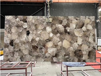 Smoke Quartz Grey Semiprecious Stone Slabs