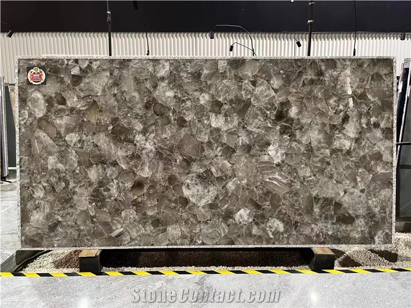 Smoke Quartz Grey Semiprecious Stone Slabs
