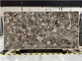 Smoke Quartz Grey Semiprecious Stone Slabs
