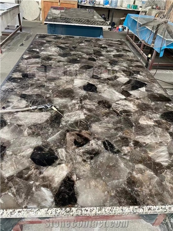 Smoke Quartz Grey Semiprecious Stone Slabs