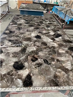 Smoke Quartz Grey Semiprecious Stone Slabs