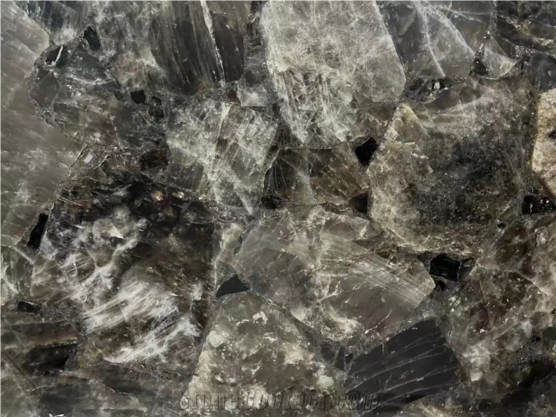Smoke Quartz Grey Semiprecious Stone Slabs