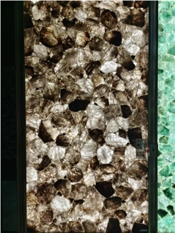 Smoke Quartz Grey Semiprecious Stone Slabs