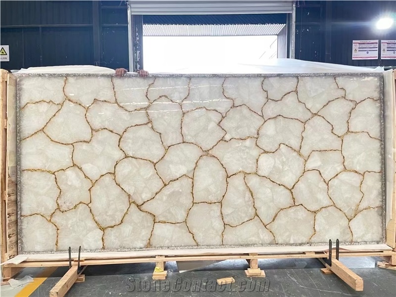 White Quartz Solid Surface Semiprecious Gemstone Table Tops