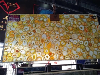 Yellow Agate  Semiprecious Stone Backlit Slabs