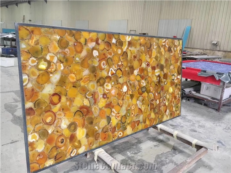 Yellow Agate  Semiprecious Stone Backlit Slabs