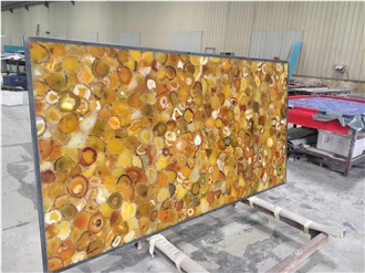 Yellow Agate  Semiprecious Stone Backlit Slabs