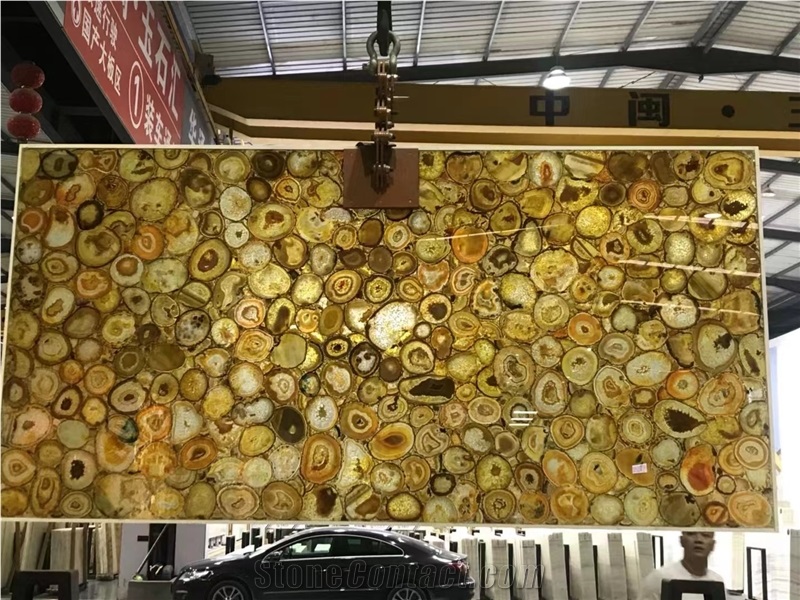 Yellow Agate  Semiprecious Stone Backlit Slabs