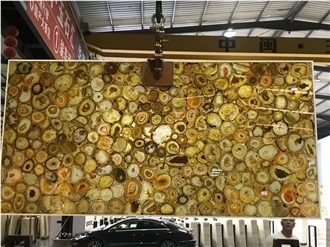 Yellow Agate  Semiprecious Stone Backlit Slabs