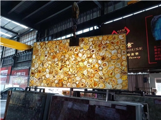 Yellow Agate  Semiprecious Stone Backlit Slabs