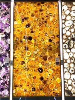 Yellow Agate  Semiprecious Stone Backlit Slabs