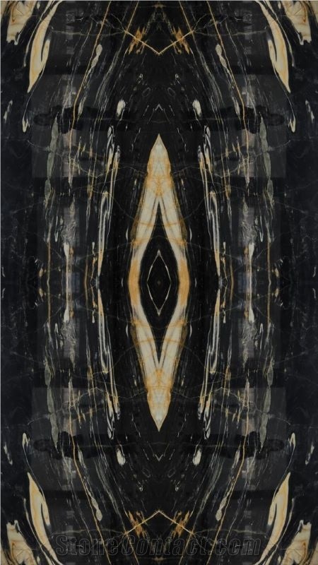 Black And Gold Crystalline Fusion  Marble Slabs