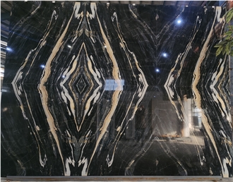 Black And Gold Crystalline Fusion  Marble Slabs
