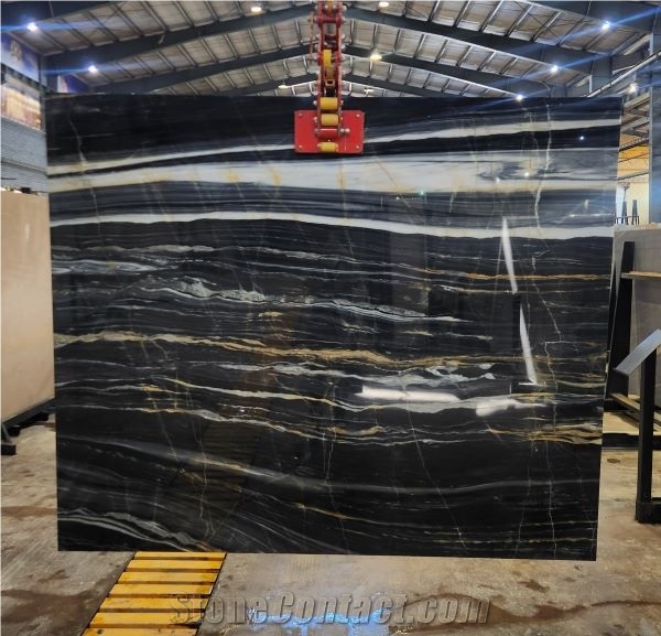 Black And Gold Crystalline Fusion  Marble Slabs