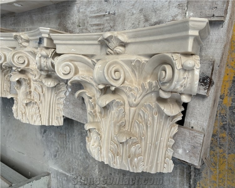 Marjan Beige Marble Column Tops