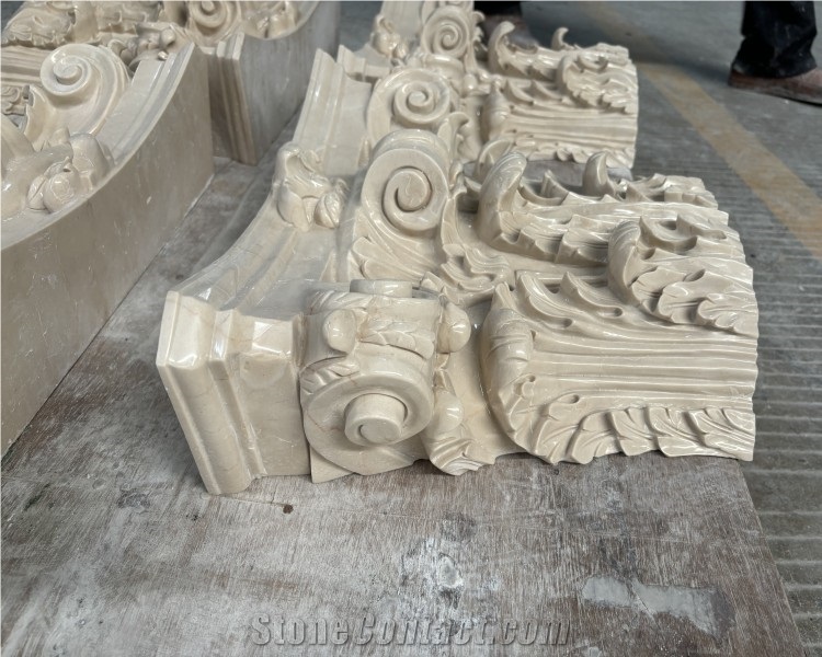 Marjan Beige Marble Column Tops