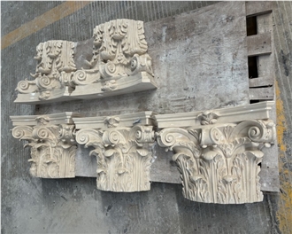 Marjan Beige Marble Column Tops