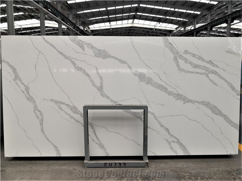 Polished Calacatta White Quartz Slabs