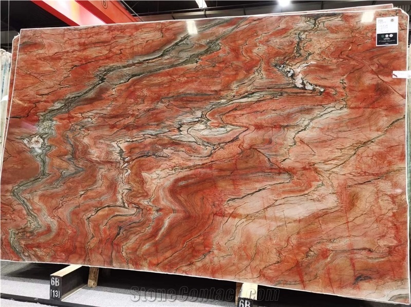 Revolution Wave Red Quartzite Slabs
