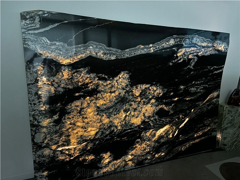 Bianco Black Granite Polished Slabs