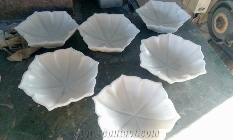 White Marble Flower Floaters Plates, Home Decor Products