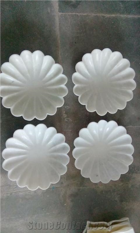 White Marble Flower Floaters Plates, Home Decor Products
