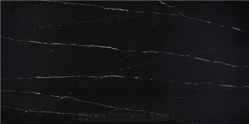 AQ9182 Calacatta Black Quartz Slabs With Competitive Price
