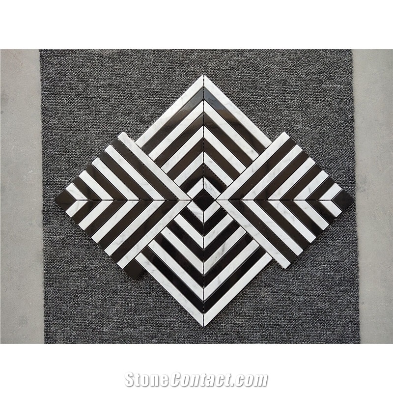 Maze Square Weave Marble Mosaic Tiles