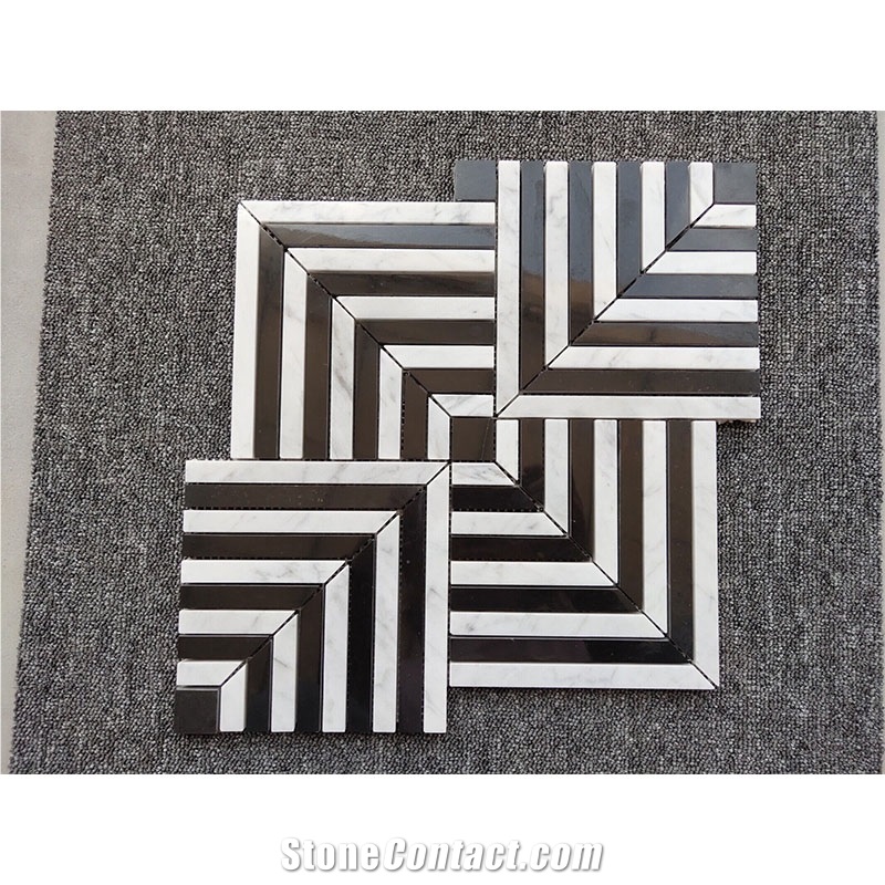 Maze Square Weave Marble Mosaic Tiles