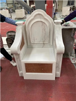 Carved White Marble Furniture Art Bench