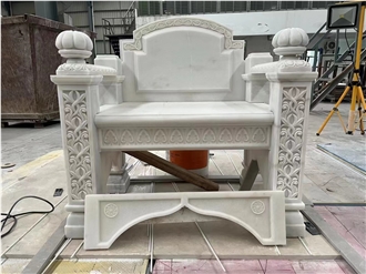 Carved White Marble Furniture Art Bench